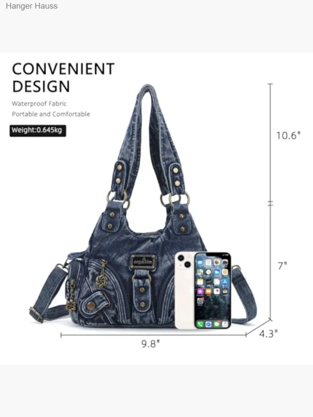 Small Hobo Shoulder Bag Multi-Pocket Vegan Leather Tote with Zipper